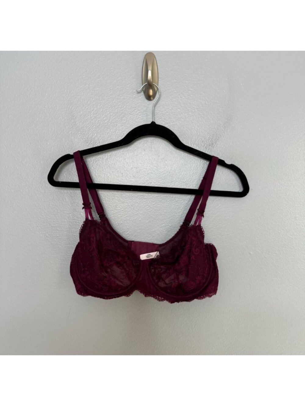 VICTORIA'S SECRET dream angels push up without padding lace bra in plum 36DD